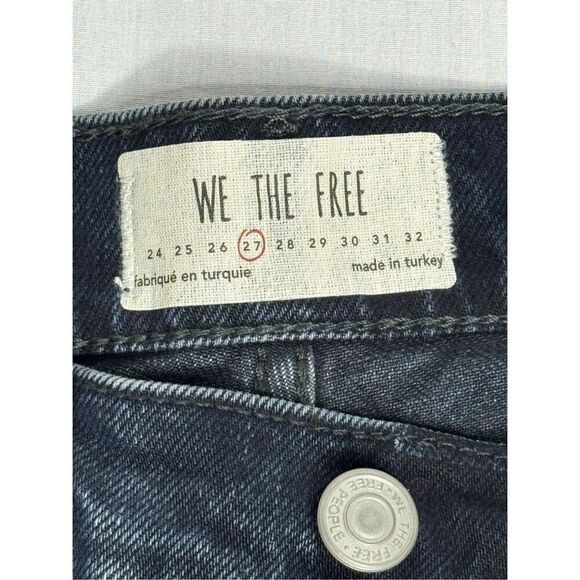 Free People We the Free Stella dark wash distressed button fly skinny jeans size - Picture 5 of 16